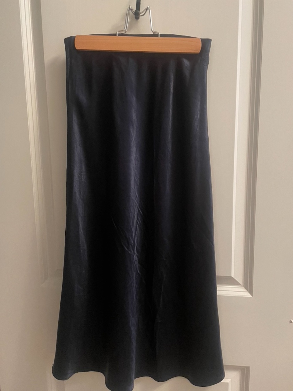 Navy silk slip skirt